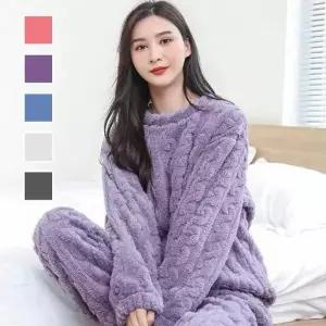 홈웨어 겨울 따뜻한 위아 극세사 꽈배기 수 세트 수면