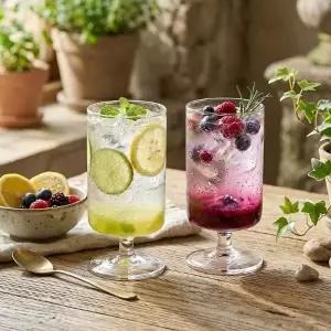 직선 일자 투명 유리 고블렛 잔 이 310ml 에이드잔
