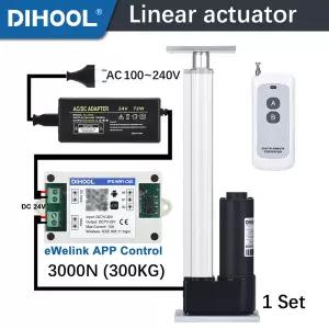 DC 24V 60W 최대 3000N 모터 전기 선형 액추에이터 50mm 150mm 250mm 350mm 550mm 스트로크 300KG 부하 맞