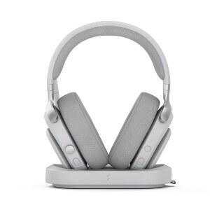 프랙탈 디자인 배경 조명 - 무선 PC 게임 헤드셋 노이즈 캔슬링 분리형 플립 투 뮤트 마이크 배터리 수명 최대 40시간 구성 가능한 앰비언트 회색