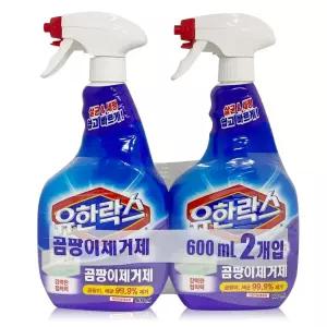 유한락스 곰팡이제거제 본품600ml 2입 욕실청소 주방