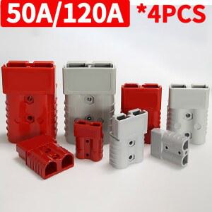 와이어덕트 4PCS 스타일 커넥터 50A 120A 12 36V 윈치 모터 트레일러 배터리용 은도금 구리 터미널