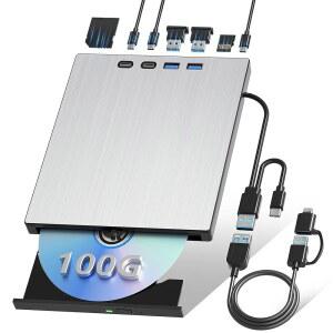 노트북용 외장 블루레이 드라이브, 버너 USB 100G DVD CD TYPE-C OS와 /R, /DVD 드라이브 플레이어 맥 휴대용 윈도우 3.0 리눅스 BD-RE 지원 PC 호환