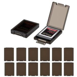 KIWIFOTOS CFEXPRESS TYPE-B /XQD 메모리 카드 반투명 충격 방지 슬리브 CFB 케이스 보관 블랙 홀더 플라스틱 12팩