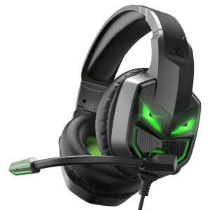 마이크 노이즈 캔슬링 편안한 이어패드 50mm 드라이버 RGB 라이트 원 키 컨트롤 PC Xbox PS4 PS5 스위치 컨트롤러용 게이밍 헤드폰 포함 EKSA 펜리르 S 헤드셋
