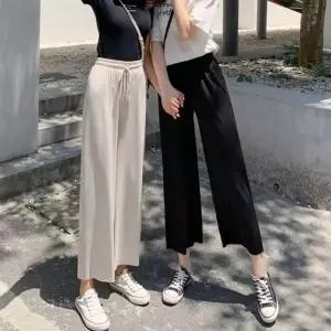 여성 밴딩 와이드 여름 9부 찰랑 아무 팬츠 바지 여자