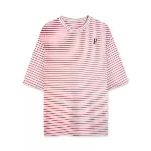 5부 롱반팔 P스트라이프 티셔츠 빅사이즈 남여공용 티셔츠 커플티 면티 20수 4XL 남자반팔티 여름반팔티