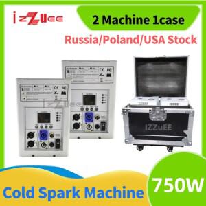 2pcs 750W 콜드 스파크 불꽃 놀이 기계 결혼식 축하 원격 제어 Ti 파우더 분수 Sparkular DJ Flightcase