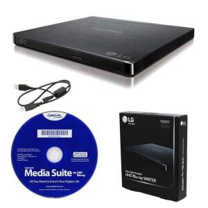 PRODUPLICATOR LG BP60NB10 휴대용 6X 울트라 외장 DVD 버너 드라이브, HD 블루레이 DL 및 BD USB BDXL 굽기 케이블 CYBERLINK - 디스크 소프트웨어 포함 CD