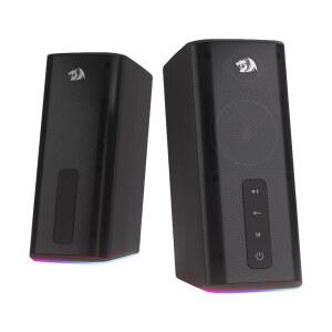 REDRAGON GS814 스테레오 데스크탑 스피커, 20W 실제 4개의 조명 RGB 유닛, 향상된 다이내믹 AUX, 5.0 무선 /3.5MM 출력, 터치 컨트롤, 베이스,