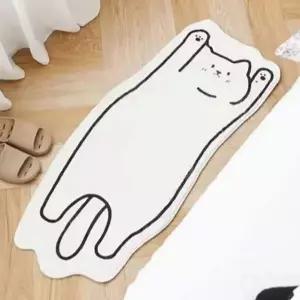 화이트 고양이 발매트 쿠션 논슬립 러그 침실 현관