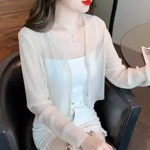 시원한 여름 가디건 시스루 크롭 여성 사무실 바캉스 얇은 데일리룩 비치웨어