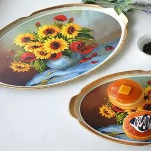 수채화같은 프리미엄 원형 쟁반 2P세트 2style