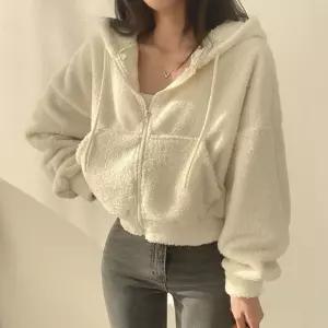 델라피코 크롭 양털 후드 집업 SD-241040 긴팔 긴팔티 패션 자켓