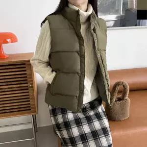 여자 하이넥 스트링 패딩 조끼 베스트 패션 데일리여성 겨울 경량 숏패딩