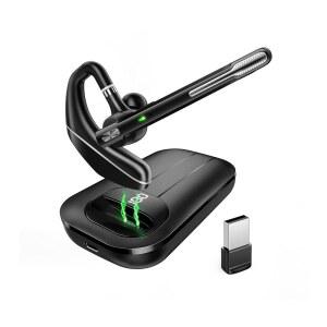 EKVANBEL 블루투스 헤드셋 V5.3, 1000MAH 충전 휴대폰 무선 듀얼 케이스가 오피스 96시간 통화 이어피스, 트럭 작업용 운전사 있는 컴퓨터 캔슬링 포함, 핸즈프리 시간, 헤드폰, 노이즈 홈 마이크