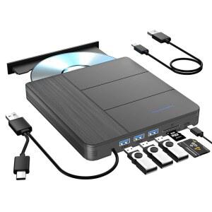 TYYWGD 7 IN 1 외장 블루레이 플레이어 슬롯 DVD 드라이브, 맥 /TF 100G 호환 윈도우 노트북 카드 XP /11 데스크톱과 R /8 CD 디스크 /7 BD 휴대용 /W 버너 /10 SD USB3.0 지원, PC용,