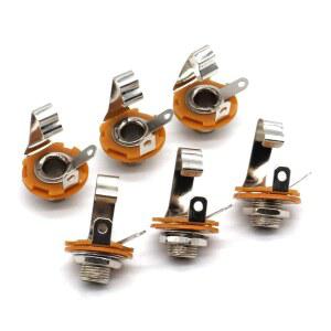LOCHSOEL 6.35MM(1/4인치) 여성 모노 TS 소켓 패널 마운트 잭 패치 케이블 마이크 커넥터 어댑터 6팩