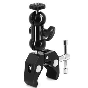 ERIKOLE 메탈 슈퍼 클램프 360 °   DSLR 카메라 모니터용 1/4인치 3/8인치 구멍이 있는 더블 볼 헤드 매직