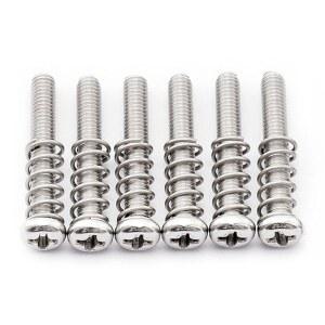 수입 일렉트릭 기타 베이스 브리지용 M3X20MM 스테인리스 스틸 안장 인토네이션 나사 및 스프링 세트 오리지널 색상(6종 세트)