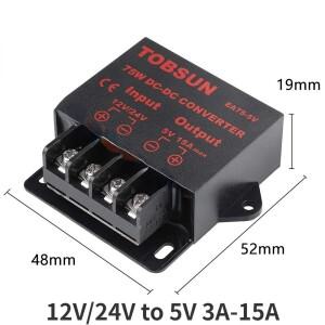 자동차 스텝 다운 감속기 DC 컨버터 레귤레이터, 12V/24V ~ 5V