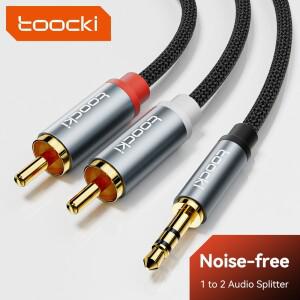 Toocki 오디오 케이블 RCA ~ 3.5mm 잭 Aux Hifi 분배기 TV PC 증폭기 DVD 스피커 와이어