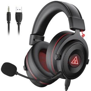 EKSA E900 PRO USB 게이밍 헤드셋 드라이버 7.1 서라운드 PS4 탈착식 컴퓨터 사무실용 캔슬링 PC용 사운드, 헤드폰 마이크가 /PS5, 헤드셋, 노이즈 ONE, - 있는 노트북, XBOX 50MM
