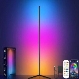 유트 코너 플로어 램프 음악 동기화 RGB LED 스마트 앱 리모컨 색상변경 앰비언트 라이트 침실용 1 600만 가지 색상의 거실 게임룸