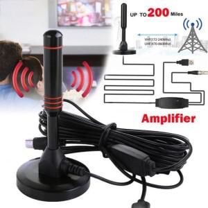 TV 안테나 실내 HD 야외 공중 세트 5000 마일 증폭 된 디지털 수신기 DVB-T2 VHF/UHF 자기베이스