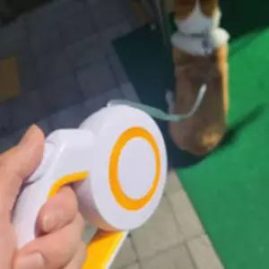 강아지 자동 야광 리드줄 5m (주황) 원터치 항균반려견목 형광목 야간산책 목줄 밤운동 산책목 용품 개목