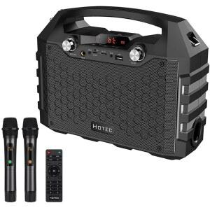 HOTEC 무선 블루투스 휴대용 PA 스피커 시스템, 듀얼 노래방 활동을 파티, 교육, 결혼식, 위한 노래방, 강의, 강력한 기계 실내 마이크가 교회, 야외 있는