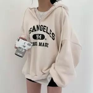 레터링 반집업 오버핏 후드티여성패션 학생 루즈 후드 빅사이즈