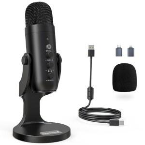 ZEALSOUND PC용 팟캐스트 마이크, 노이즈 캔슬링 버튼, 유튜브, 모니터링 틱톡, 음소거 조절 안드로이드, 에코, 맥용 USB 팟캐스트, 및 , 스트리밍, 볼륨 게인,