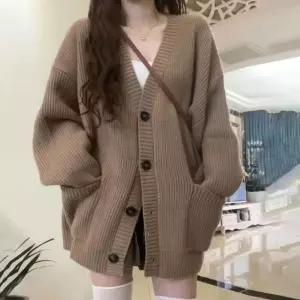 여성 도톰 소재 기본 무지 디자인 포켓 니트 가디건 봄가디건 라운드 롱가디건 루즈핏 여자 남자 자켓 꽈베