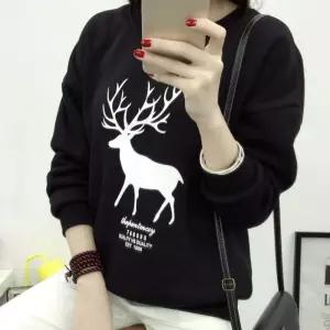 루돌프 여성 티셔츠 맨투맨 여자 기모 긴팔 사슴 봄맨투맨 프린팅 캐주얼 기본