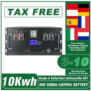 LiFePO4 배터리 48V 200Ah 10Kwh 16S BMS 51.2V 리튬 팩 6000 사이클 CAN For EU STOCK