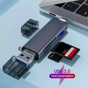 6 in 1 USB 3.0 카드 리더기 SD TF 플래시 드라이브 OTG 어댑터 PC 유형 C용 휴대전화용 마이크로 C 변환기