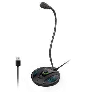 USB 녹음 마이크, 컴퓨터 PC 팟캐스트 버튼 카디오이드 노트북, 표시기 PS4용 음성, 스카이프, 음소거 - & 콘덴서 유튜브, LED 맥, 포함, 팟캐스트, 게임, 스트리밍용 (JV603PRO)