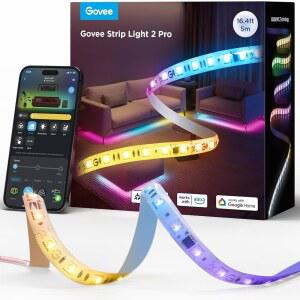 고비 RGBWIC 스트립 라이트 2 프로 위드 매터 16.4피트 스마트 LED 알렉사 구글 어시스턴트와 함께 작동 DIY 색상변경 침실 캐비닛 파티 홈 데코용