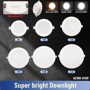 매립등 4pcs 다이얼 스위치 CCT LED 통 100-240V 3000K 4000K 6500K 천장 조명 6W-24W 최근 라운드 패널 실
