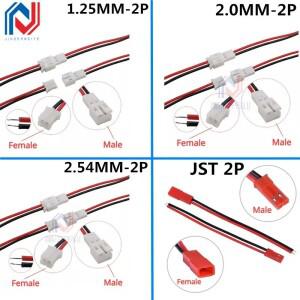 5쌍 소형 미니 JST 1.25mm PH 2 핀 남성 플러그 잭 커넥터 케이블 1.25/2.0/2.54 전자 와이어