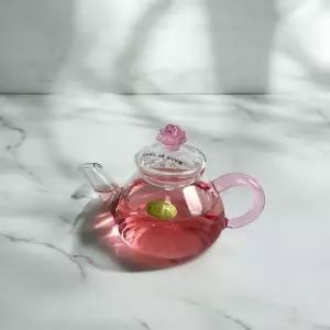 핑크로즈 스프링거름망 유리 다관 차주전자 150ml티포트 다기 다도구 찻잔 찻주전자 홈카페용품 티팟 우리