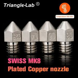 Trianglelab Swiss MK8 도금 구리 노즐 CR10 Hotend ENDER3 용 3D 프린터 내구성 비 스틱 고성능 M6 스레드