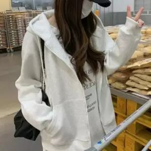 베이직 남녀공용 루즈 후드집업 아우터 점퍼 오버핏 커플