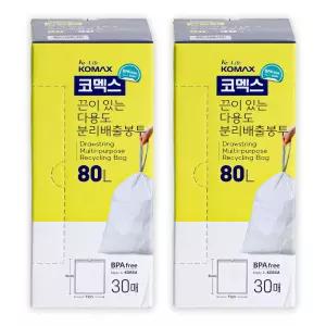 코멕스 끈이있는 다용도 분리배출 봉투 80L 30매 X 2개재활용 수거봉지 재비닐 수거 일반