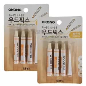 오공 우드픽스 밝은색 2개 강마루 화마루 보수제 원나무크레용 가구 페인트 메꿈재 흠집 목재용품 제거 바