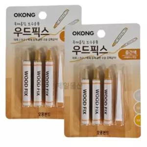 오공 우드픽스 중간색 2개 강마루 화마루 보수제 원나무크레용 가구 페인트 메꿈재 흠집 목재용품 제거 바