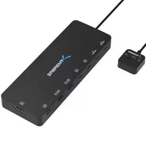 SABRENT KVM 스위치 USB-C 60와트 전원 공급 장치(USB-CKDH)를 갖춘 PC 1대 2 디스플레이