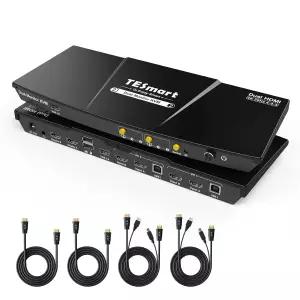 TESmart PAP KVM 스위치 2 모니터 컴퓨터 HDMI 4K@30Hz 멀티뷰 듀얼 확장 디스플레이 EDID 에뮬레이터