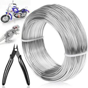 18 게이지 알루미늄 공예 와이어 주얼리 제작 분재 나무 조각 DIY 비딩 플로럴(실버 두께 1MM)을 위한 328피트 금속 아마추어 구부릴 수 있는